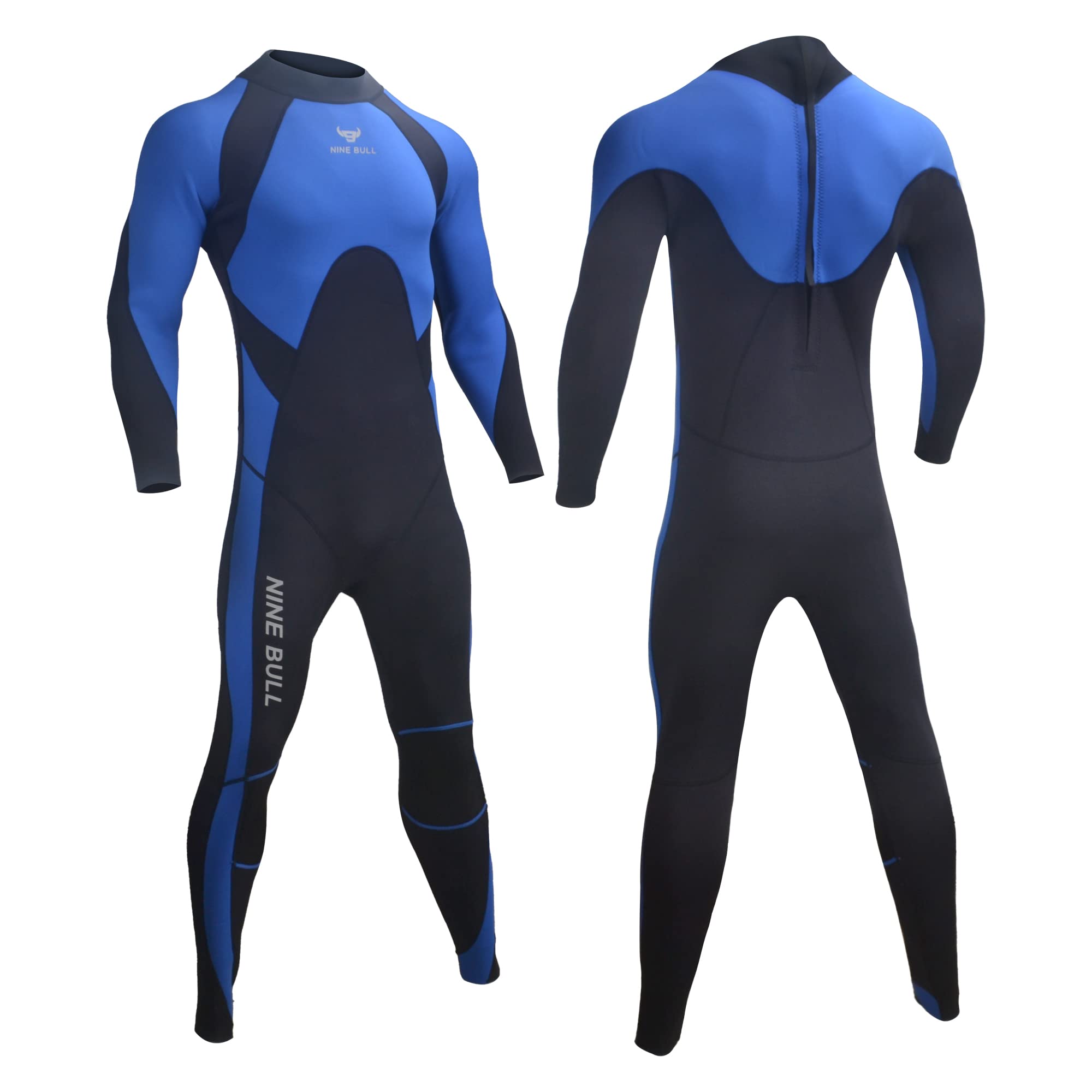 nine bull Mens 3mm Wetsuit Full Body Diving Suit Long Sleeve Back